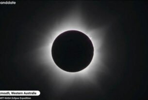 Eclipse solar híbrido leva centenas de pessoas às ruas para observar fenômeno raro que dura cerca de um minuto